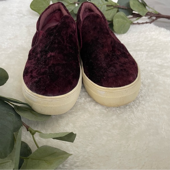 Steve Madden Burgundy Gills Crushed Velvet Platform Slip-on Sneakers - Picture 3 of 11